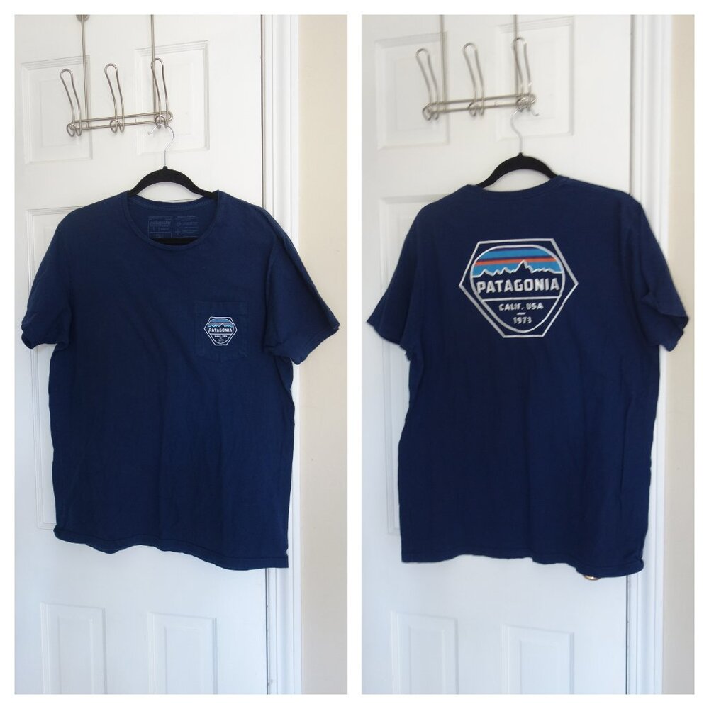 PATAGONIA California 1973 Logo Navy Slim Fit Short Sleeve T-Shirt Mens Large